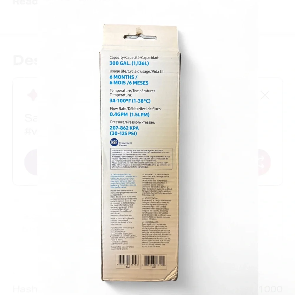 Samsung Refrigerator Water Filter - Blue and White
